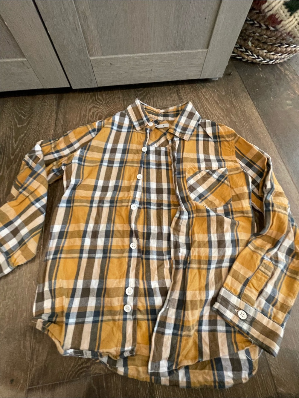 Mustard Plaid Casual Button-Down Shirt